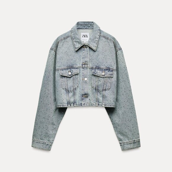 NEW! Zara | Crop Denim Jewel Jacket - Picture 9 of 10
